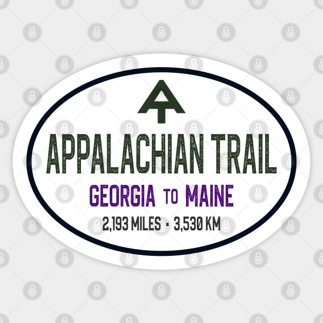 Appalachian Trail - Georgia to Maine - White Oval Sticker by TGKelly